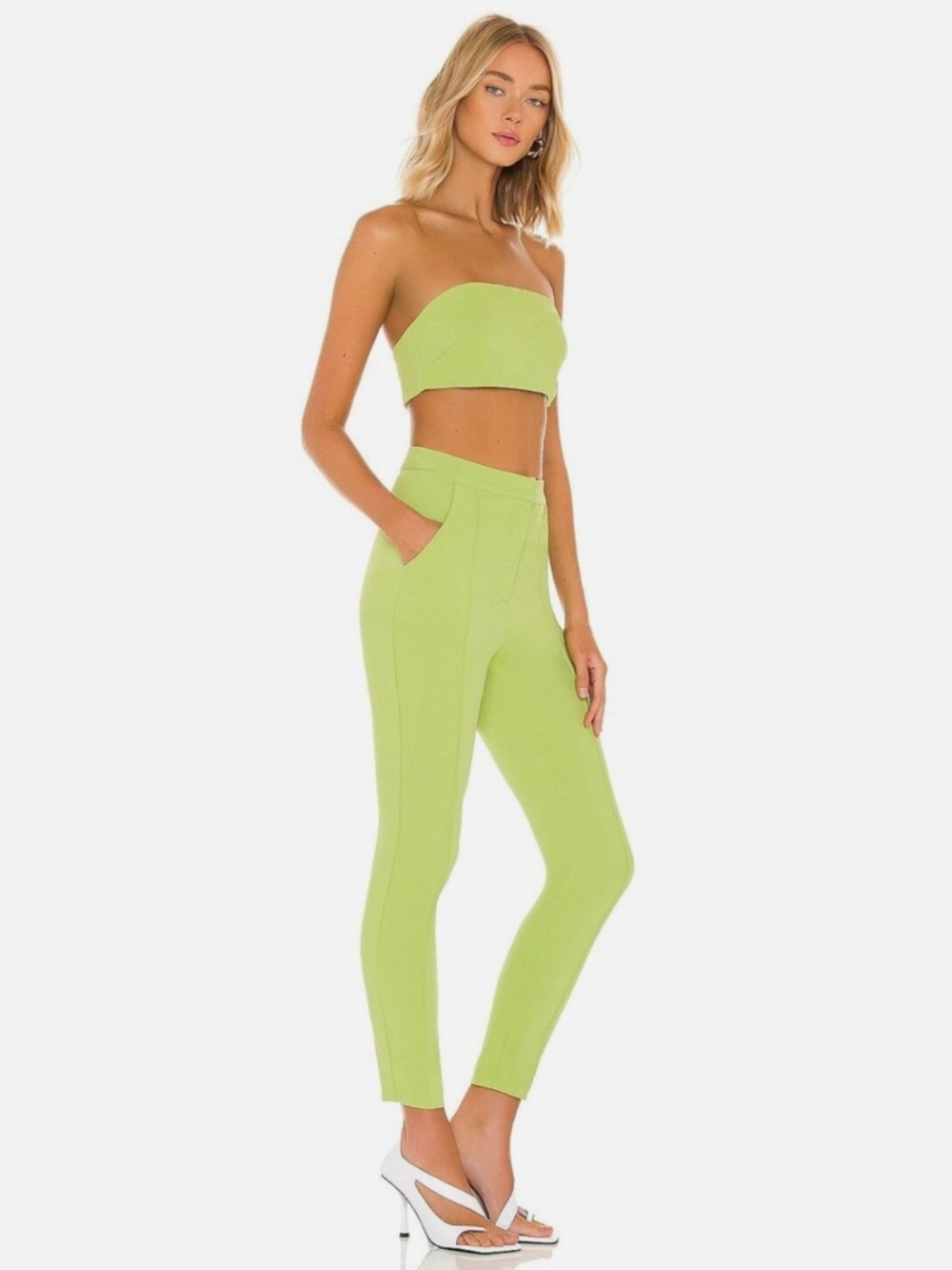 superdown Lime Green High-Waist Ankle Pants